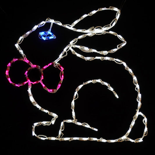 Exhibición LED de conejito de Pascua con corbatín