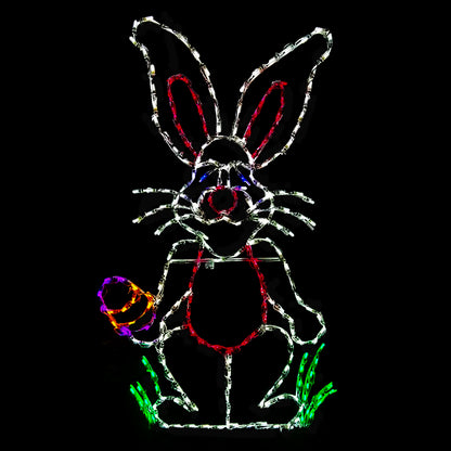 Conejo de Pascua sujetando zanahoria con luz LED