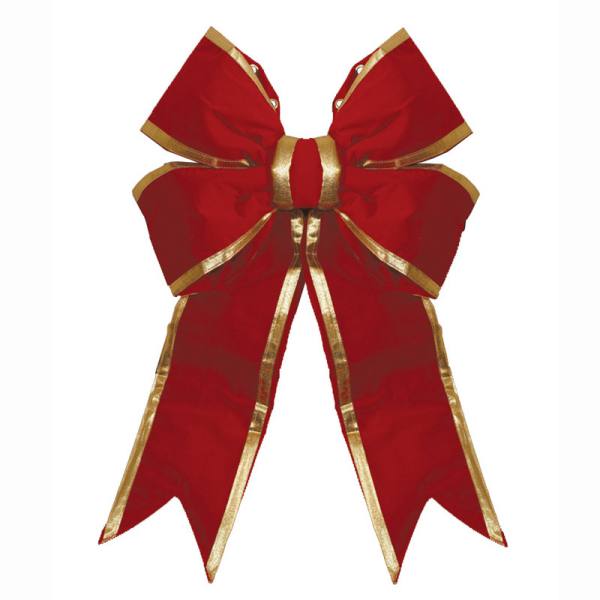 Lazo de terciopelo rojo con borde dorado de 24" y 4 bucles