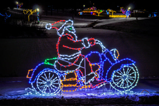 Pantalla LED animada de Papá Noel en moto (52")
