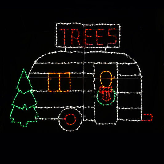 Exhibición LED de Casa Rodante con Árbol de Navidad