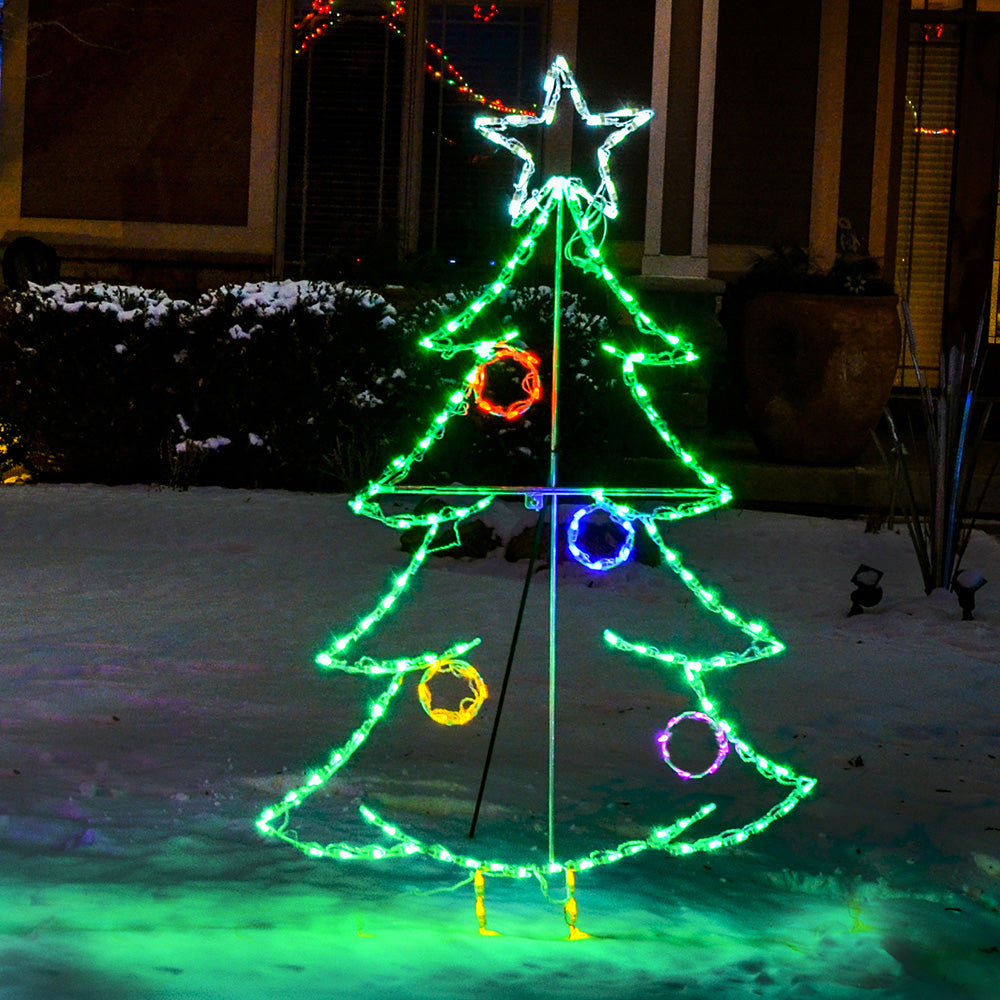 Árbol de Navidad con adornos y pantalla LED (64")