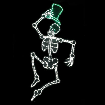 Esqueleto Bailarín con Sombrero Verde, Exhibidor LED (53")