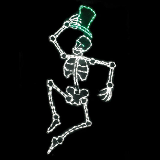 Esqueleto Bailarín con Sombrero Verde, Exhibidor LED (53")