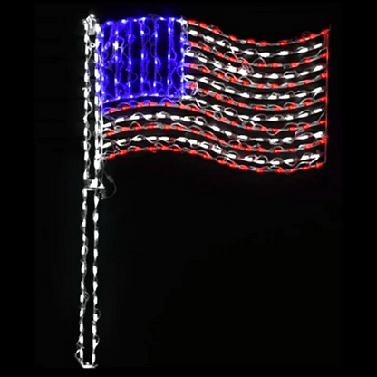 Bandera Americana en Asta con Pantalla LED