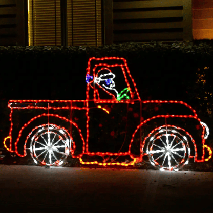Exhibidor LED Animado de Santa Manejando Camioneta