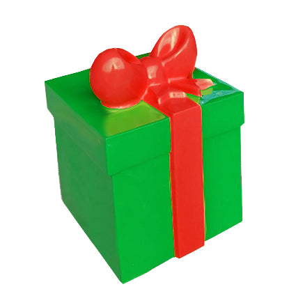 Caja de regalo de fibra de vidrio verde, lazo rojo - 18"x18"x22"