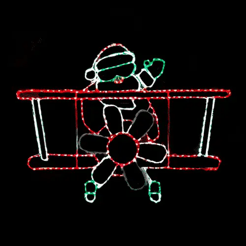 Pantalla LED animada de Papá Noel de frente con avión