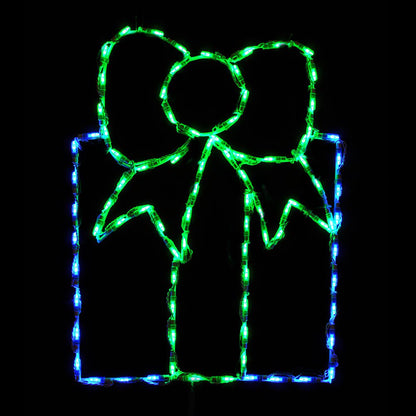 Caja de regalo con pantalla LED - Azul con lazo verde