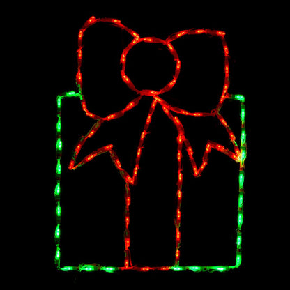 Caja de regalo con pantalla LED - Verde con lazo rojo