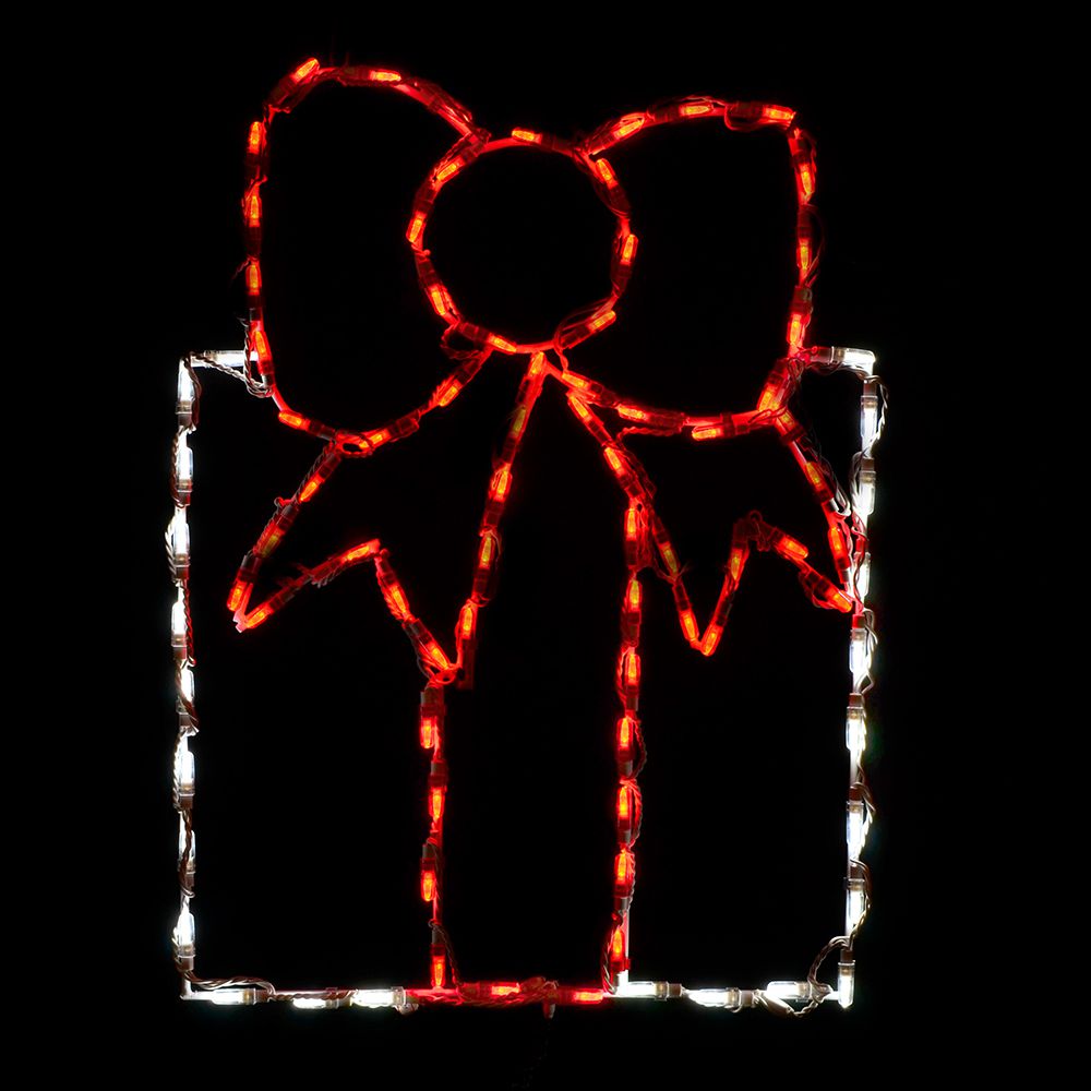 Caja de regalo con pantalla LED - Blanca con lazo rojo