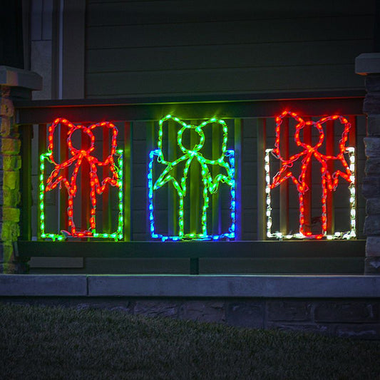 Caja de regalo con pantalla LED - Blanca con lazo rojo