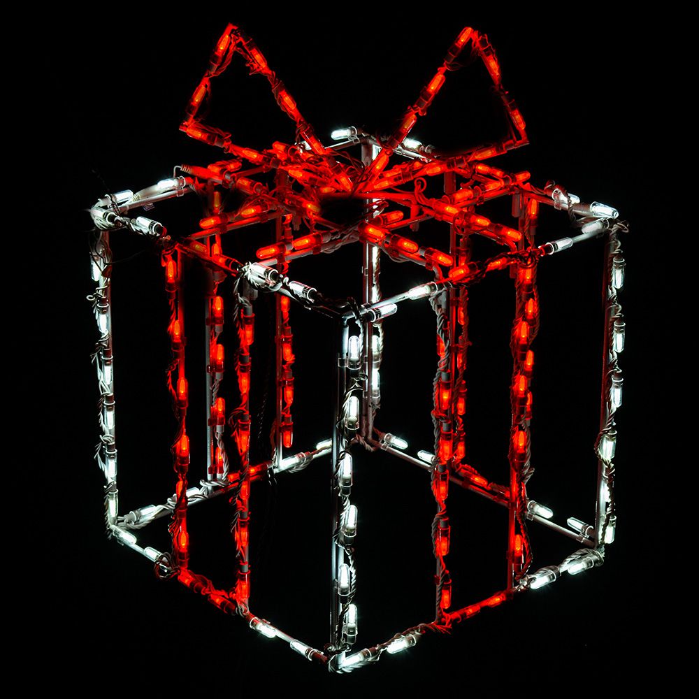 Pantalla LED Caja de Regalo 3D - Caja Blanca Lazo Rojo