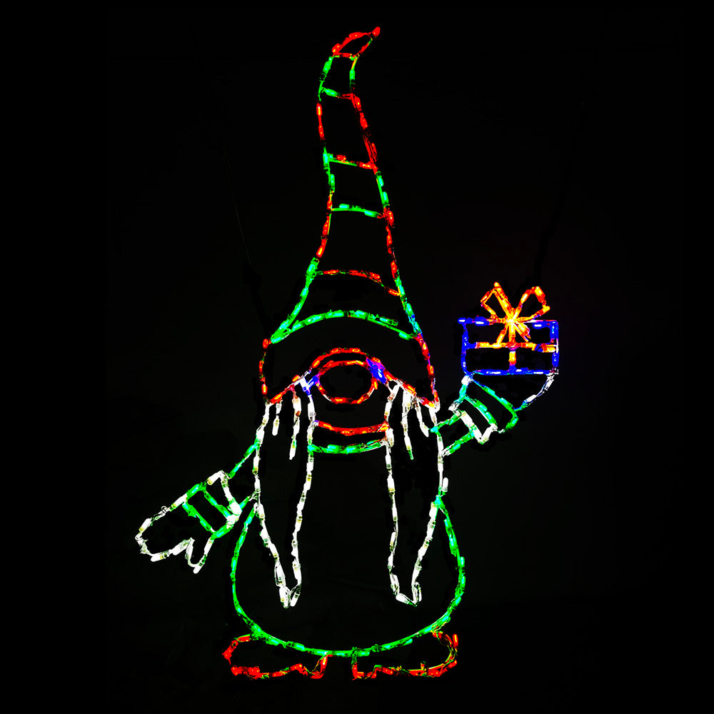 Gnomo con regalo e iluminación LED