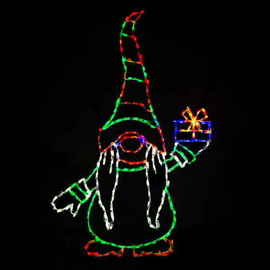 Gnomo con regalo e iluminación LED