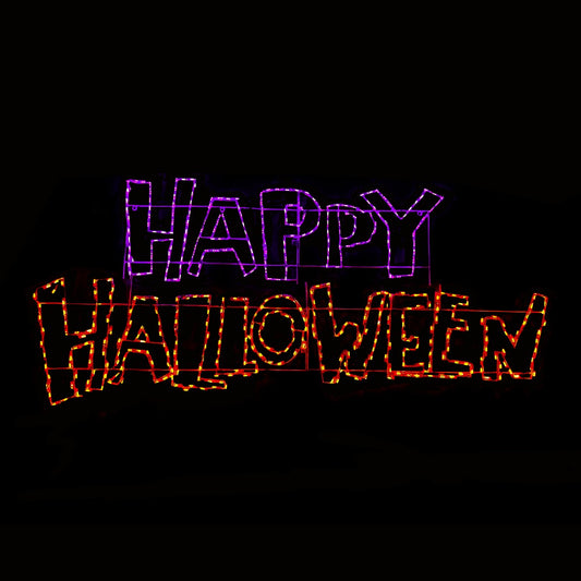 Cartel de LED de Feliz Halloween - Morado y Naranja