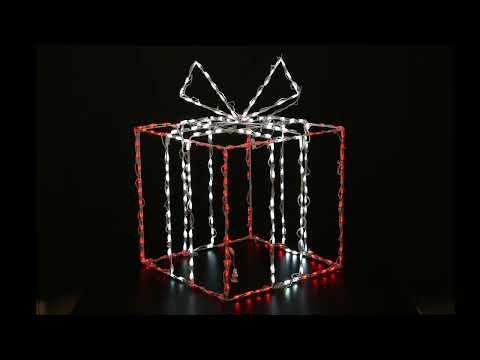 Caja de regalo 3D grande, roja con lazo blanco - Twinkle