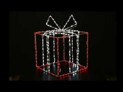 Caja de regalo 3D grande, roja con lazo blanco - Twinkle
