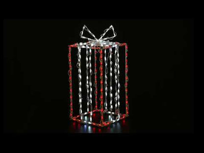 Caja de regalo 3D de 37", roja con lazo blanco - Twinkle