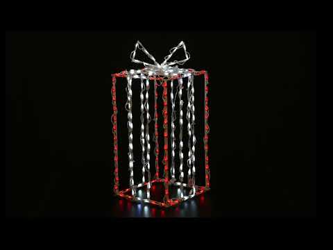 Caja de regalo 3D de 37", roja con lazo blanco - Twinkle