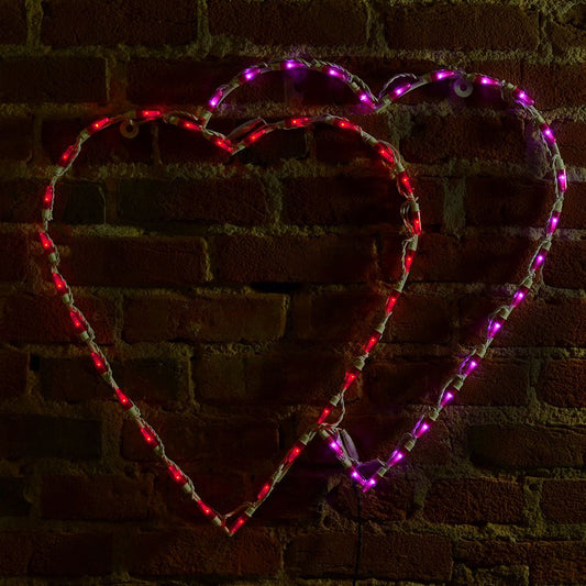 Pantalla LED Doble Corazón - Rojo y Rosa (29")