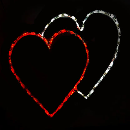 Pantalla LED Doble Corazón - Rojo y Blanco