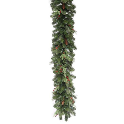 Guirnalda de pino de montaña LED de 14"x9' color blanco cálido