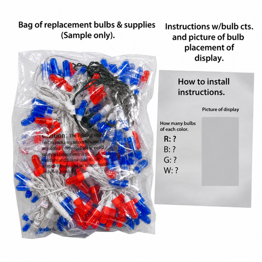 Waving American Flag replacement bulbs bag and instructions (sample)