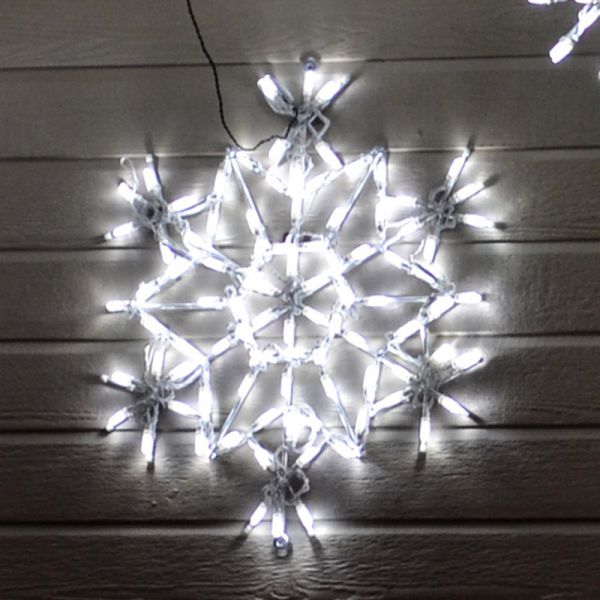 Exhibición LED de cristal de copo de nieve - Blanco (30")