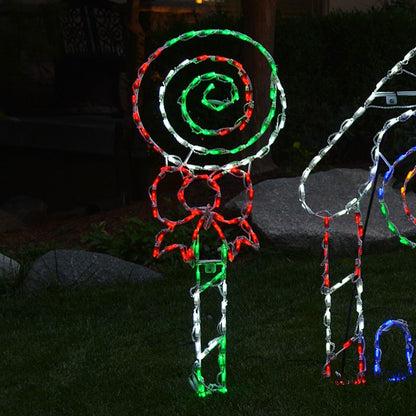 Pantalla LED Espiral de Piruleta - Roja, Verde y Blanca