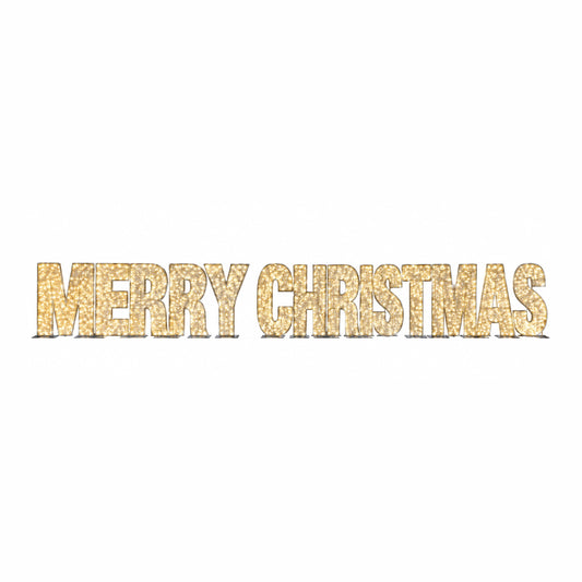 Merry Christmas PVC Mesh 3D Display - Gold
