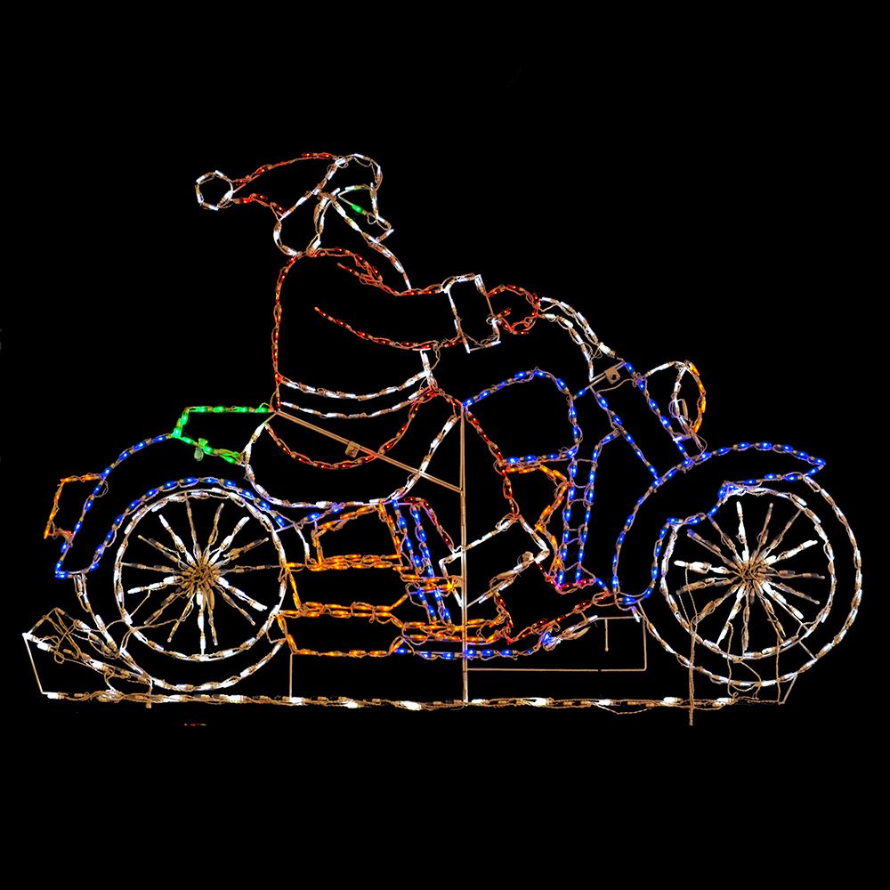Pantalla LED animada de Papá Noel en moto (52")