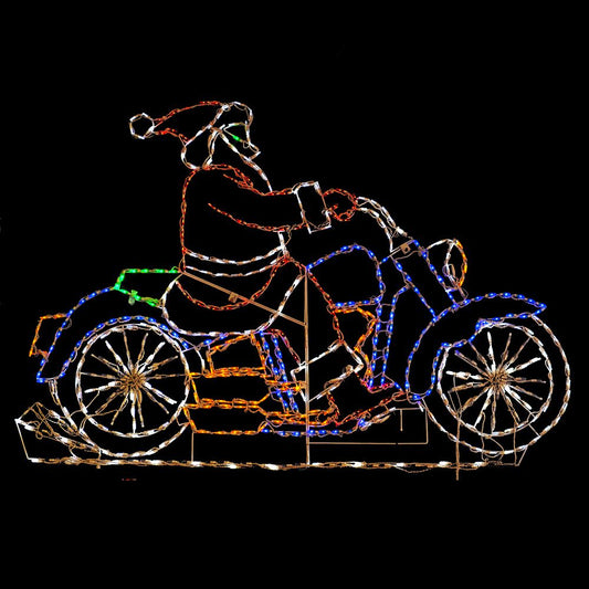Pantalla LED animada de Papá Noel en moto (52")