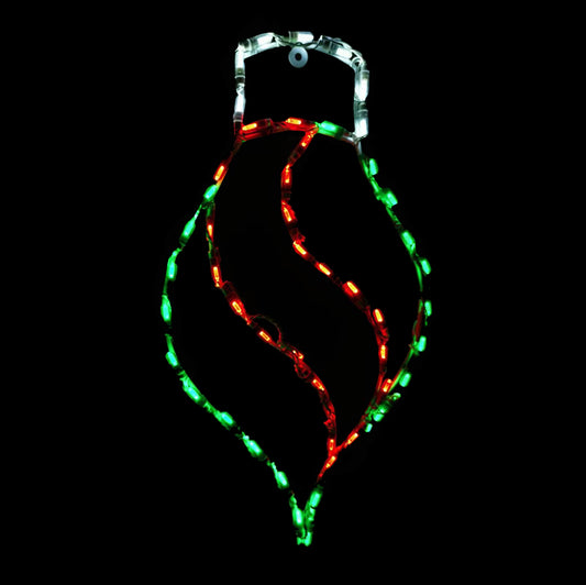 Expositor LED de adorno colgante en espiral con caída, rojo y verde