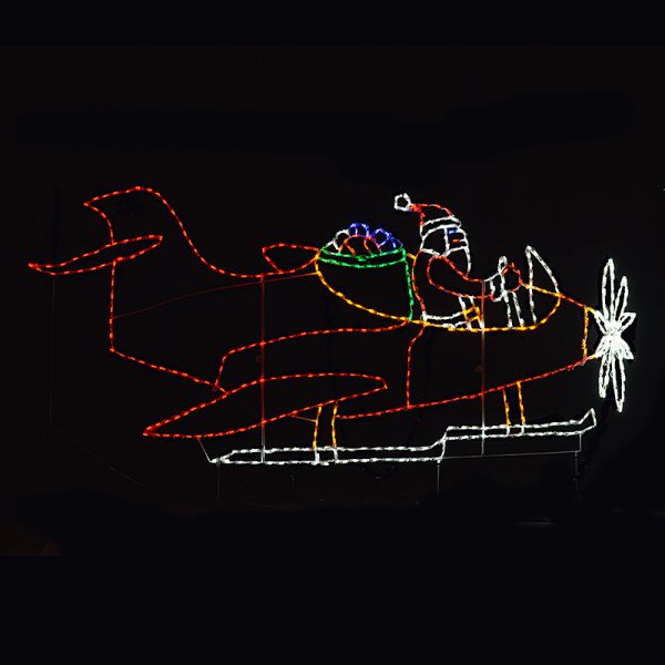 Exhibición LED Animada de Santa Volando un Avión