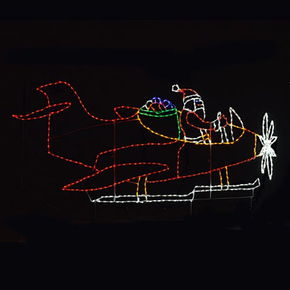 Exhibición LED Animada de Santa Volando un Avión