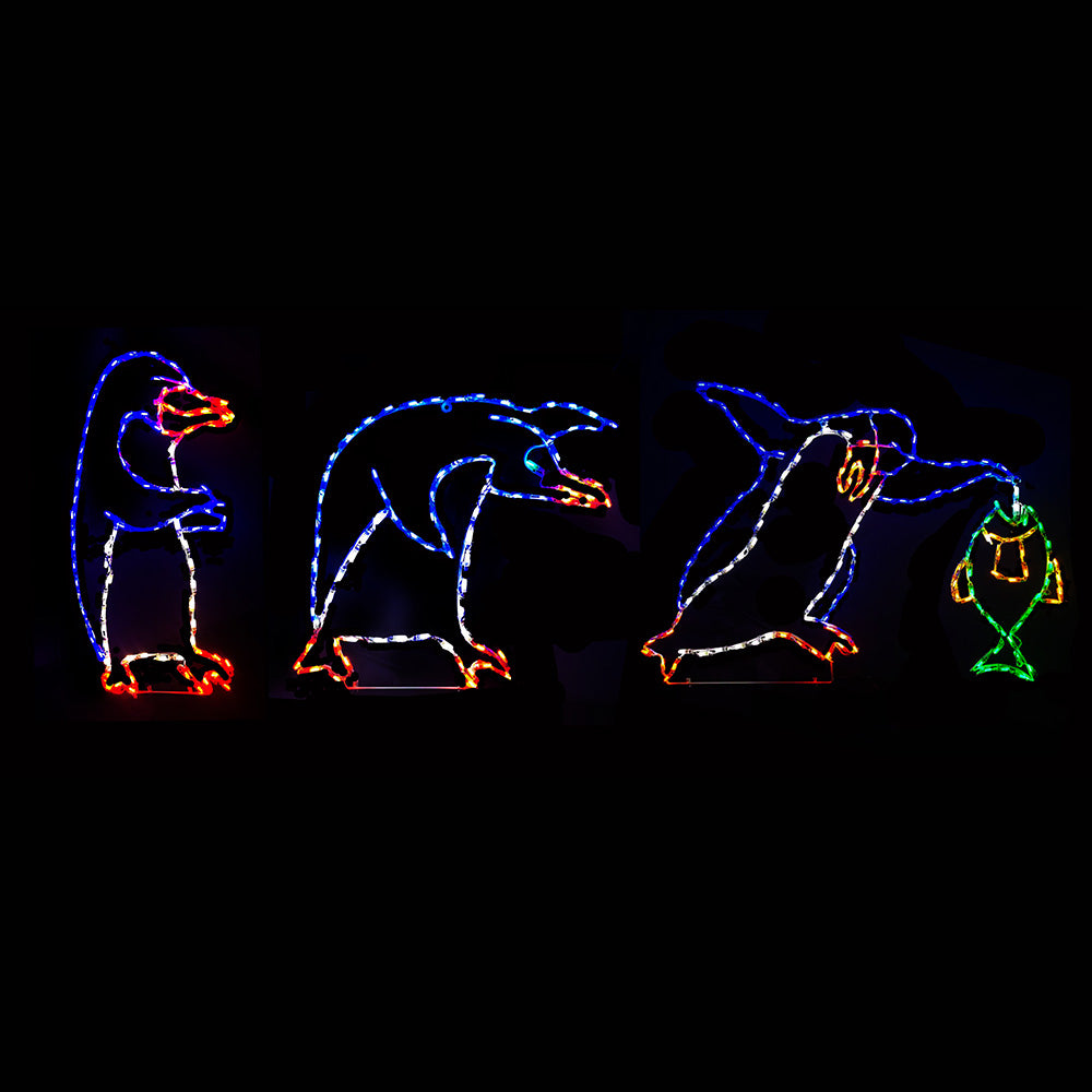 Juego de pingüinos pescadores con pantalla LED animada