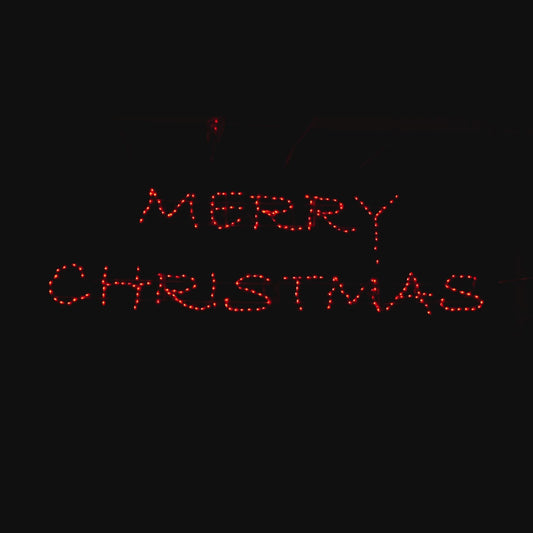 Merry Christmas Modern Script RGB LED sign animating through color changes, cursive lettering illuminated against a black background