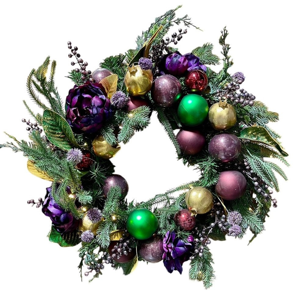 Corona de Navidad decorada de 24" Regal con luces a pilas