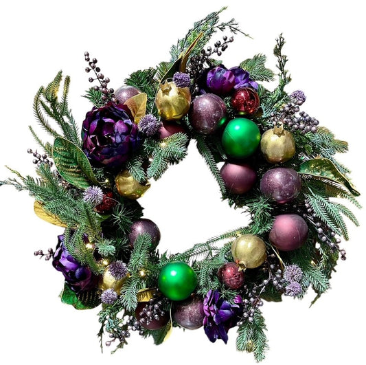 Corona de Navidad decorada de 24" Regal con luces a pilas