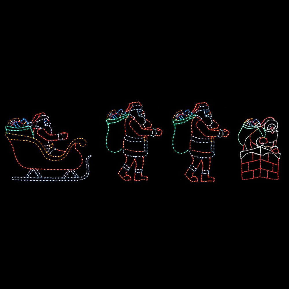 Escena Animada de Santa Corriendo del Trineo a la Chimenea con Pantalla LED (53")