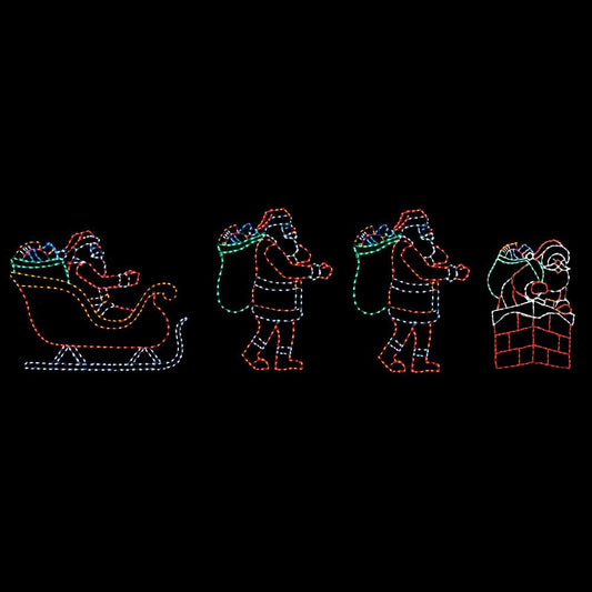 Escena Animada de Santa Corriendo del Trineo a la Chimenea con Pantalla LED (53")