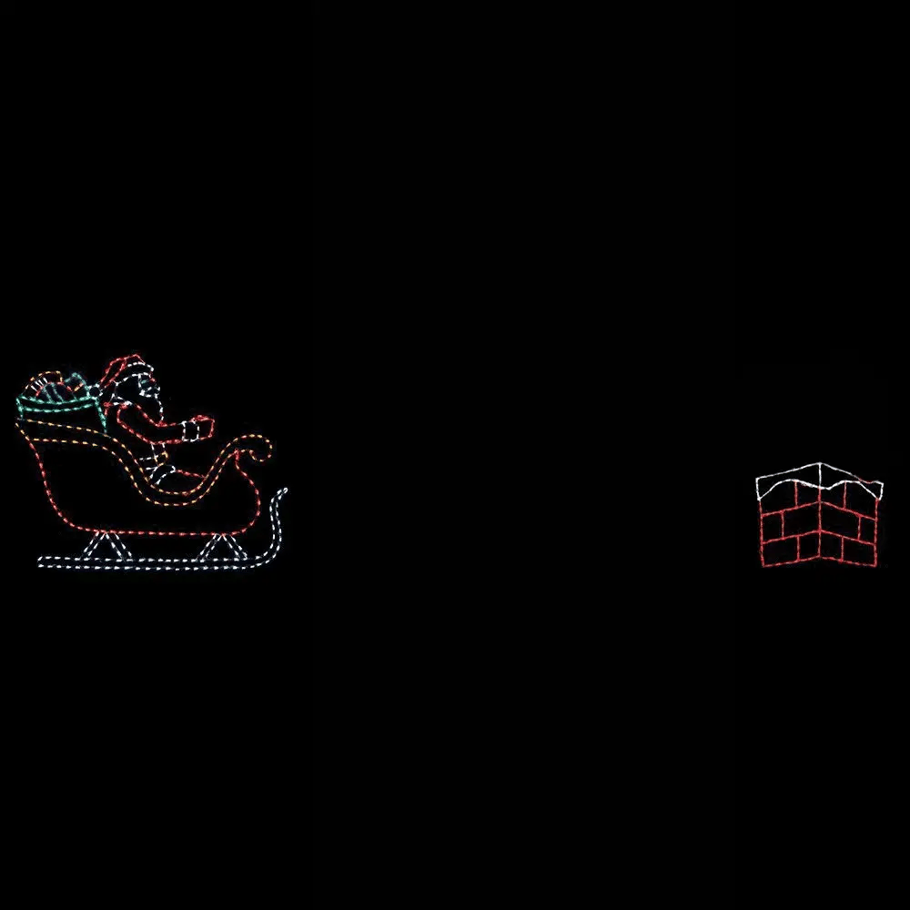 Escena Animada de Santa Corriendo del Trineo a la Chimenea con Pantalla LED (53")