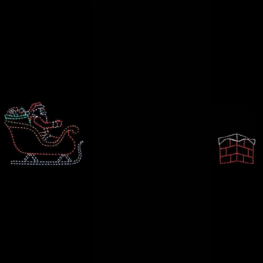 Escena Animada de Santa Corriendo del Trineo a la Chimenea con Pantalla LED (53")