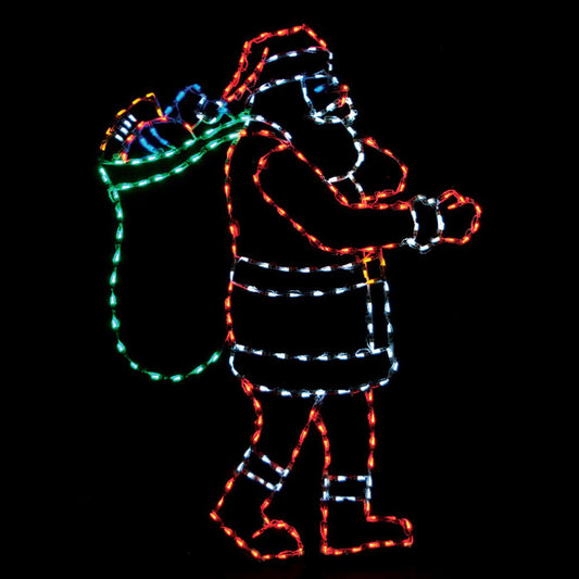 Pantalla LED Papá Noel con bolsa de regalos (48")