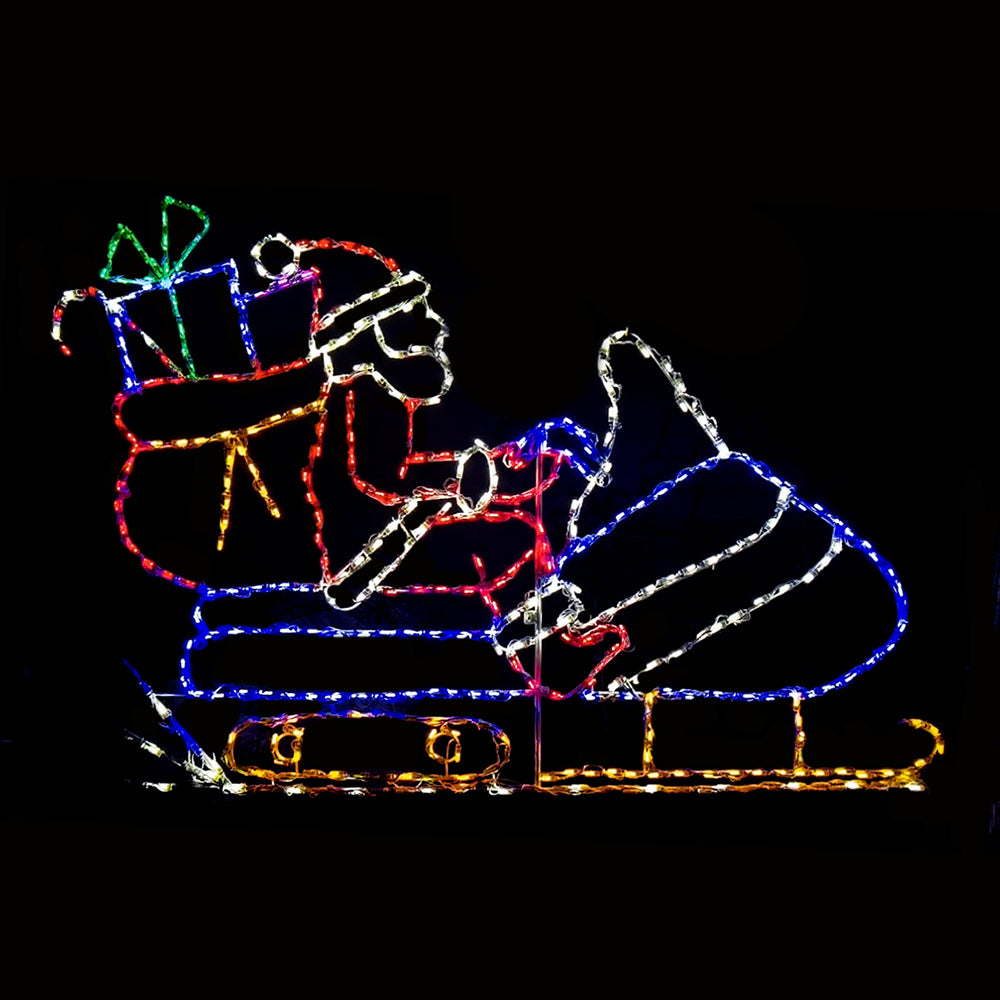 Exhibición LED Animada de Papá Noel en Motonieve
