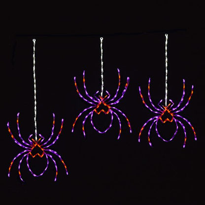 Tres arañas colgantes en telaraña con pantalla LED (37")