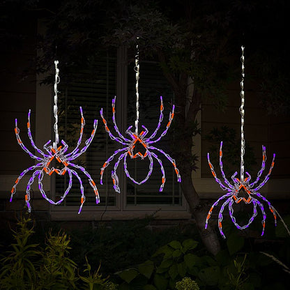 Tres arañas colgantes en telaraña con pantalla LED (37")