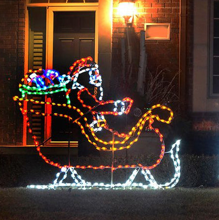 Santa en trineo con regalos, pantalla LED (46")