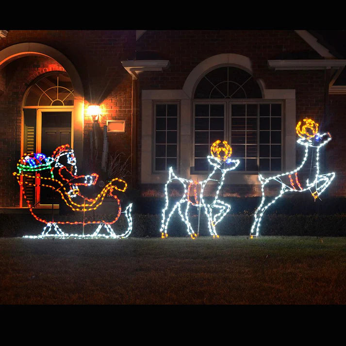 Santa en trineo con regalos, pantalla LED (46")